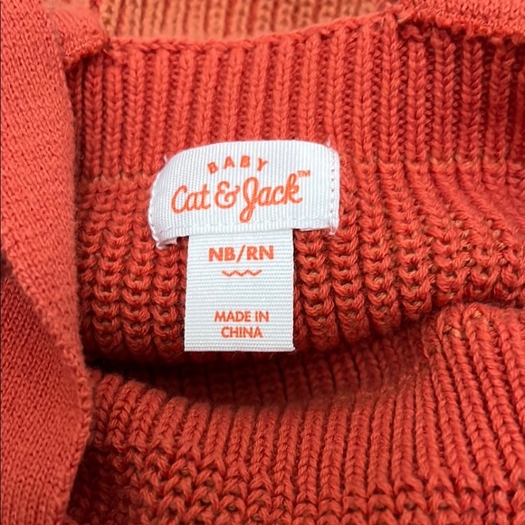 Cat & Jack Orange Chunky Knit 100% Cotton Bubble Romper - Size Newborn - Picture 12 of 13